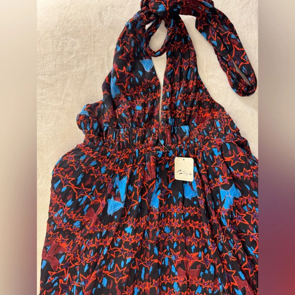 Free People Red and Blue Sleeveless Maxi Dress - Picture 7 of 11